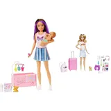 Barbie Skipper Babysitter Inc, Skipper Big Babysitting Adventure & Malibu - Koffer, Rucksack, Hündchen und mehr als 10 Accessoires für fantasievolles Spielen