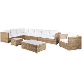 Beliani Lounge Set XXL 8-Sitzer braun/weiß
