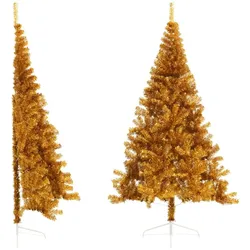 vidaXL Künstlicher Halb-Weihnachtsbaum mit Ständer Gold 210 cm PET