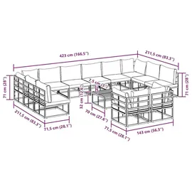 vidaXL Garten-Lounge-Set 13-tlg. schwarz Aluminium