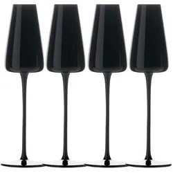 Intirilife 4x Champagner Glas mit modernen Design in Schwarz- 220 ml Füllmenge - Sekt Prosecco Glas Spülmaschinenfest Kristallglas stoßfest