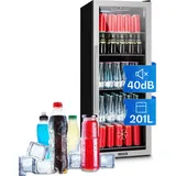 Klarstein Mini Kühlschrank mit Glastür, Mini-Kühlschrank für Zimmer, Getränkekühlschrank Klein mit Verstellbaren Ablagen, Kleiner Kühlschran... - Silber