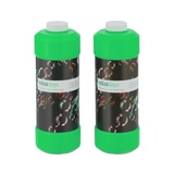 Relaxdays Seifenblasen Nachfüllflasche, 2er Set, je 1 Liter Seifenblasenflüssigkeit, für Seifenblasenmaschine, grün