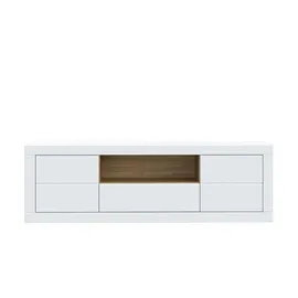 Forte LefkadasTV-Board Lowboard 195,4 x 61,6 cm Weiß Holzwerkstoff