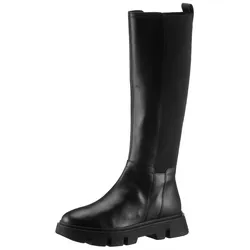 Stiefel GEOX "D VILDE D", Damen, Gr. 35, Normalschaft, schwarz, Leder, unifarben, sportlich, Schuhe, Chunky Boot, Plateau Stiefel mit Plateausohle