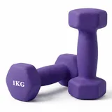 Relaxdays Hanteln 2er Set Gusseisen 1 kg lila