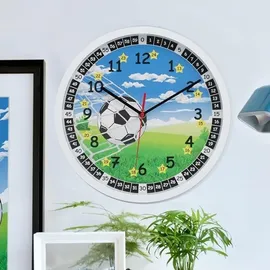 wall-art Fußball Lernuhr 30 cm Quarz blau|grün