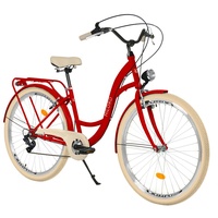 Milord Komfort City Fahrrad Retro Vintage Damenfahrrad, 28 Zoll, Rot, 7 Gang Shimano