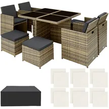 Tectake tectake® Rattan Sitzgruppe Manhattan mit Aluminiumgestell