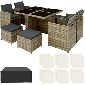 Tectake tectake® Rattan Sitzgruppe Manhattan mit Aluminiumgestell