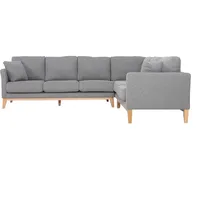 Skandinavisches Ecksofa 5-6 Plätze aus hellgrauem Stoff OSLO