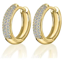 Paar Creolen VIVANCE "0.25 ct Diamant Brillant Ohrringe Creolen aus 585 Gelbgold", gold, Ohrringe, Damen, Damen, 0.25 ct mit Diamant, Diamanten, Damen Gold Schmuck