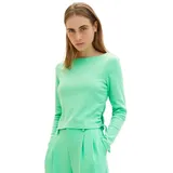 Tom Tailor Denim Langarmshirt RIB ROUCHING in Grün | Gr.: L