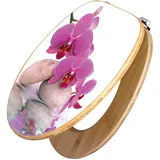 Banjado Design WC Sitz Bambus Toilettendeckel Toilettensitz Bambus Holz Klodeckel WC-Sitz Universal Scharnieren Motiv Orchidee
