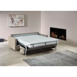 Bali Schlafsofa BALI "JUNARA, Dauerschläfer mit zweigeteiltem Lattenrost", braun (beige), B:225cm H:18cm T:101cm, 100% PES, Sofas, Schlafsofa, 160er u. 180er Breite, 2 Matratzenvarianten