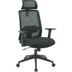 Bürostuhl INOSIGN "Tallard, Mesh Schreibtischstuhl, ergonomische Ausstattung", schwarz (schwarz, schwarz), B:68cm H:114cm T:68cm, Stühle, verstellbare Kopfstütze, Lumbalstütze & Armlehnen