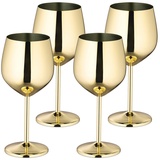 Relaxdays Weingläser Edelstahl 4er Set, - Gold