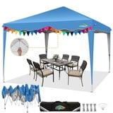 COBIZI Faltpavillon 3x3 Pop Up Pavillon 3x3 Wasserdicht Stabil One Push UV-Schutz Outdoor Partyzelt Wellige Traufe Festzelt Zelt Gartenpavillon Pavillion Klappbar 3x3m Mit Tragetasche, Blau