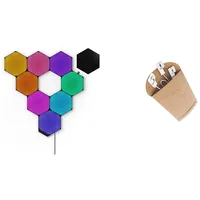 Nanoleaf Shapes Ultra Black Hexagon Starter Kit, 9 Smarten LED Panels RGBW & Shapes | Flexible Linkers 3pcs