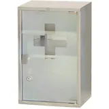 Style home Medizinschrank Arzneischrank aus Edelstahl, abschließbarer Apothekerschrank Erste Hilfe Schrank mit Glastür,45x30x12cm (Silber,3 Fächer)