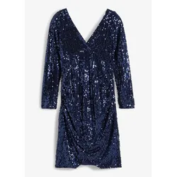 bonprix Paillettenkleid mit Raffungen, blau, 36/38 (S)