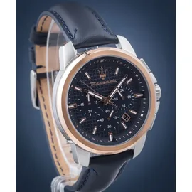 Maserati Successo Chronograph Blaues Leder 45 mm R8871621015