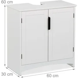 Relaxdays Waschbeckenunterschrank 2 Türen 60 x 60 x 30 cm Weiß