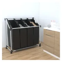 vidaXL 4 Fächer Schwarz Wäschesortierer