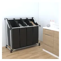 vidaXL 4 Fächer Schwarz Wäschesortierer