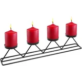 Advents Kerzenhalter aus Metall in schwarz - 60 cm - Kerzenständer für 4 Stumpenkerzen - Weihnachten Tischdeko Adventskranz Adventsleuchter