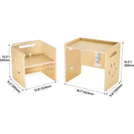 Vevor Montessori Tisch Stuhlset Kleinkindertischset (mit Tafel) aus Holz für 1–5-Jährige, höhenverstellbarer Kinderstuhl Aktivitätstisch Spieltisch, ideal zum Lesen Essen Spielen – Natur