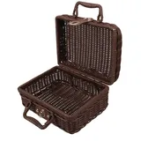 Holibanna Geflochtener Koffer Aus Kunstrattan Aufbewahrungsbox Mit Deckel Picknickkorb Für Draußen Dekorativer Korb Mit Großen Fassungsvermögen