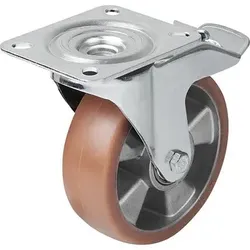 LENKROLLE MIT FESTSTELLSYS STOP-FIX, D=125, B=40, GUMMI, M.GERINGEM ROLLWIDERSTAND, KOMP:STAHL