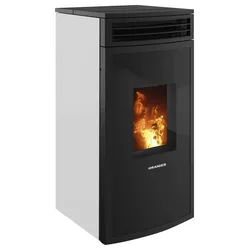 Pelletofen ORANIER "»Neta« Seidenweiß", schwarz, Kaminöfen, Anschluss oben
