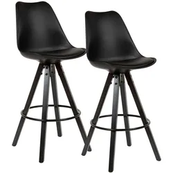 KADIMA DESIGN Skandinavischer Barhocker: Polsterung, Rückenlehne, X-Beine mit Metallring, Kunstleder-Sitzschale, Filzgleiter.