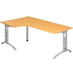 HAMMERBACHER Savona Schreibtisch buche L-Form, C-Fuß-Gestell silber 200,0 x 80,0/120,0 cm