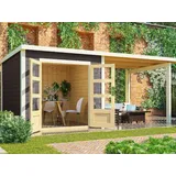 Gartenhaus Gerätehaus Schuppen KARIBU Holz Garten grau Flachdach inkl. Anbau