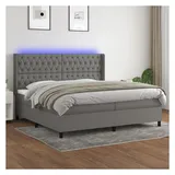 vidaXL Boxspringbett 200 x 200 cm Dunkelgrau