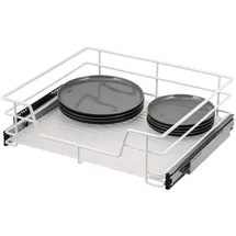 bremermann Teleskopschublade 60 cm mit Einlegeboden, Küchenschublade zum Nachrüsten, Schrankauszug aus Metall, (Weiß)