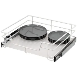 bremermann Teleskopschublade 60 cm mit Einlegeboden, Küchenschublade zum Nachrüsten, Schrankauszug aus Metall, (Weiß)