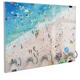 DEQORI Schlüsselbrett 'Wildes Sommergewimmel', (1 St), Schlüsselhalter Schlüssel Haken Schlüsselboard modern Schlüsselleiste blau|bunt