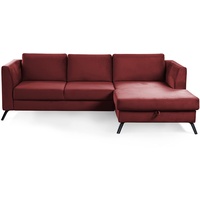 CAVADORE Ecksofa Ole / Samt-Sofa in L-Form mit Schwenkrücken und großem Longchair / 261 x 88 x 172 / Samtoptik Rot