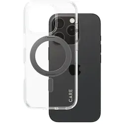 CARE by PanzerGlass® Feature Case Transparent m. Schwarz Kickstand & MagSafe iPhone 16 Pro