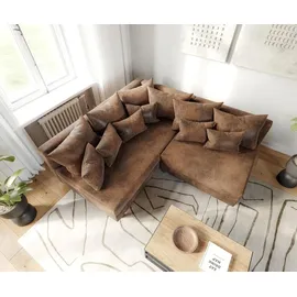 DeLife Ecksofa Clovis Braun Antik Optik Ottomane Links Modulsofa - Braun
