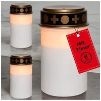 Novaliv LED Grablichter ohne Batterie und Timer 6/18 weiß 3x Kerzen Fr in Weiß | Gr.: onesize