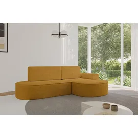 altdecor Eckcouch Cord mit Schlaffunktion 2-Sitzer Senfgelb