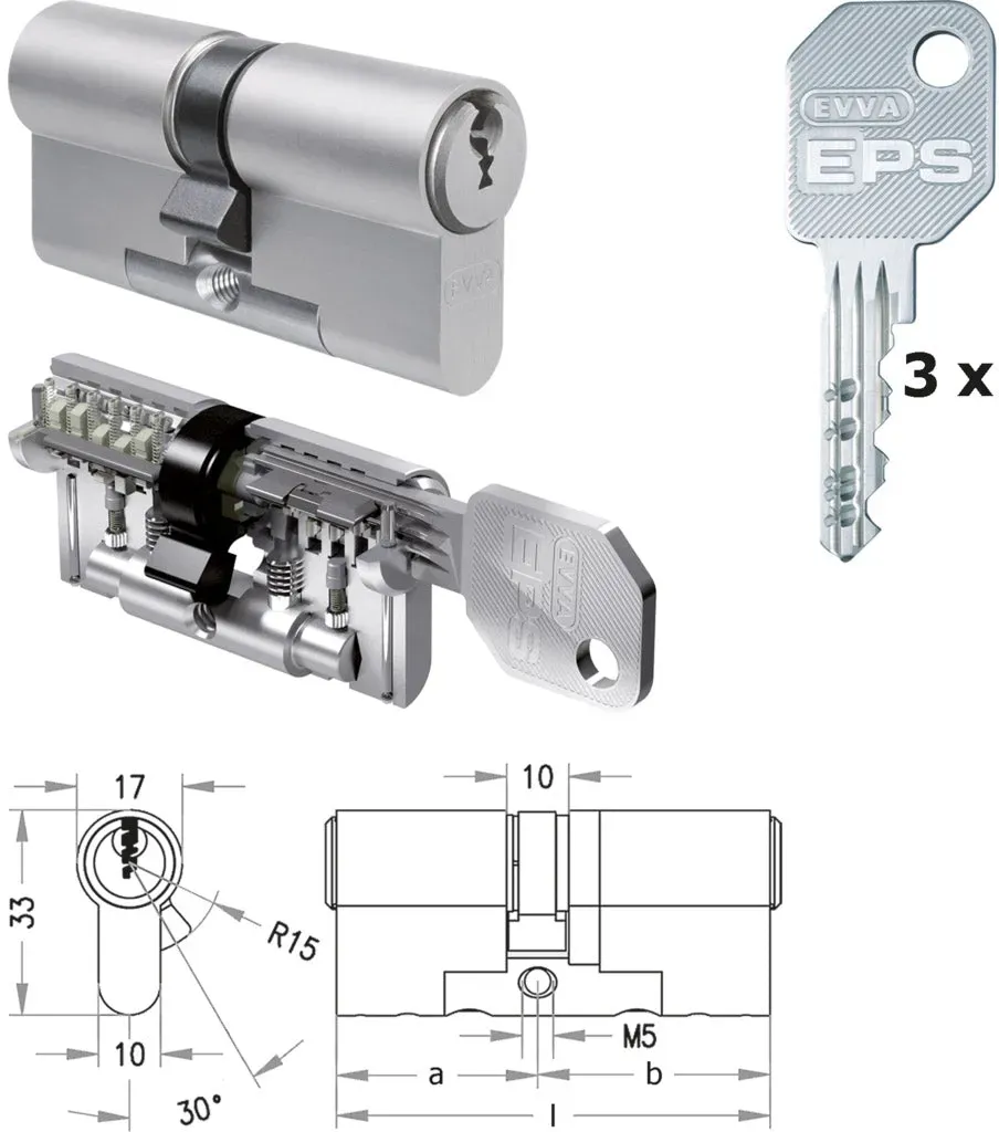 Doppelzylinder - Schließsystem EPS-Modul / Nickel matt -  72 / 41 / 31