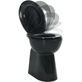 vidaXL Hohe Spülrandlose Toilette Soft-Close 7cm Höher Keramik Schwarz