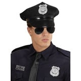 Widdmann Polizei-Kostüm Police Officer Accessoire-Set, Abzeichen, Brille und Cap für den Cop schwarz