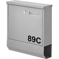 AMARE Briefkasten Briefbox Standard Mailbox 33,5 x 30,5 x 9,6 cm - Postkasten in Silber